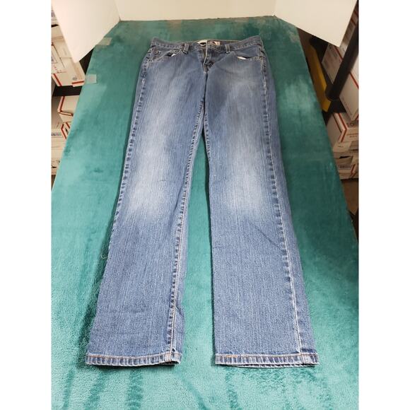 Levis 505 Jeans Size 6 Long Womens Blue Stretch Pants Denim Mid Rise Straight - Picture 1 of 13
